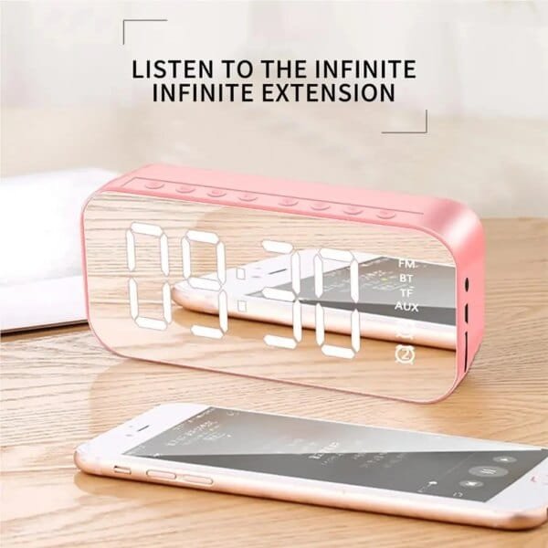 Bocina Bluetooth Altavoz inalámbrico portátil  Reloj digital Despertador con Radio FM Sonido Estéreo HD