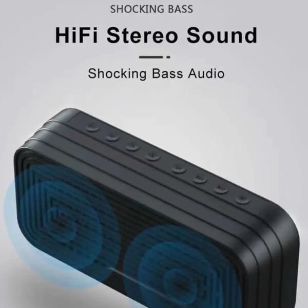 Bocina Bluetooth Altavoz inalámbrico portátil  Reloj digital Despertador con Radio FM Sonido Estéreo HD