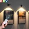 Luz de pared inalámbrica con detección humana inteligente, recargable por USB, foco Led regulable para iluminación de pinturas, focos de imágenes