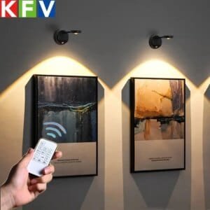 Luz de pared inalámbrica con detección humana inteligente, recargable por USB, foco Led regulable para iluminación de pinturas, focos de imágenes