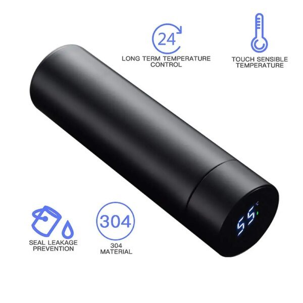 Botella de agua Digital inteligente con nombre personalizado que mantiene el frío y el calor, termo de acero inoxidable para bebés y niños